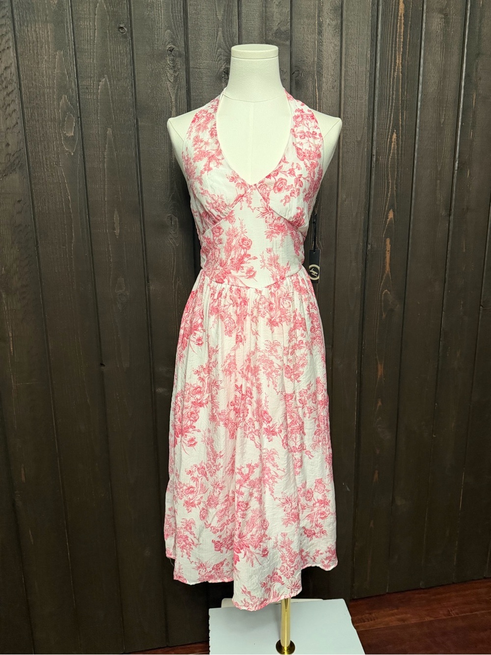 Liberty Love Floral Smocked NWT Midi Dress Red/White Cottagecore Lined Sz M NEW